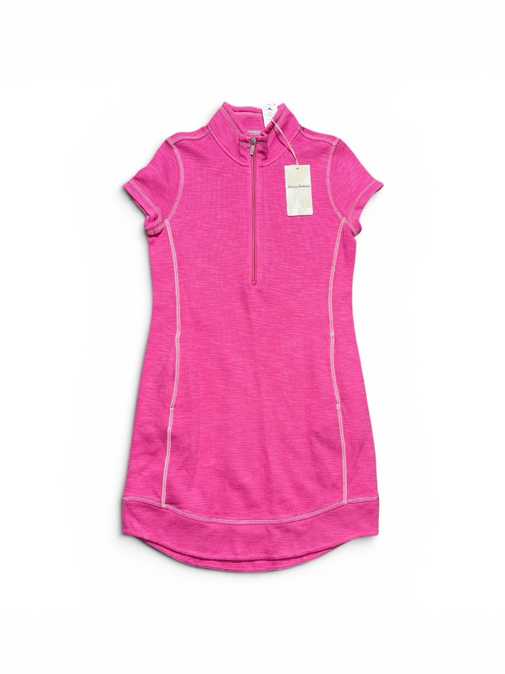 Tommy Bahama Tobago Bay XS Bright Pink Short Sleeve Zip-Front Dress NWT $145